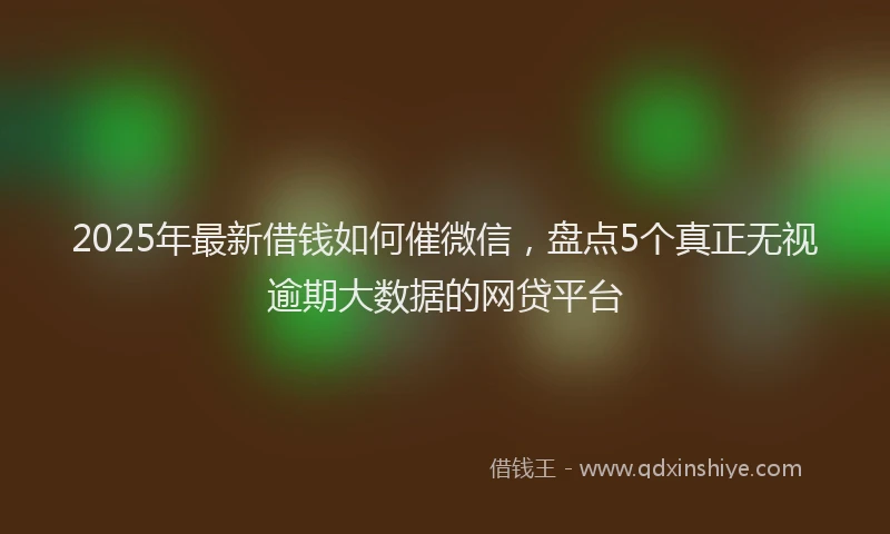 2025年最新借钱如何催微信，盘点5个真正无视逾期大数据的网贷平台