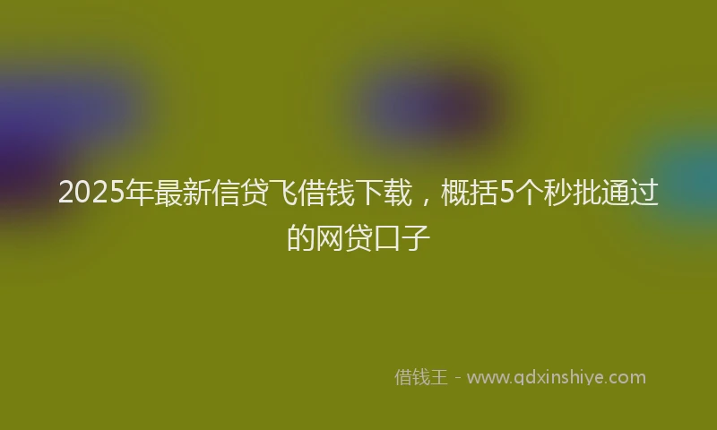 2025年最新信贷飞借钱下载，概括5个秒批通过的网贷口子