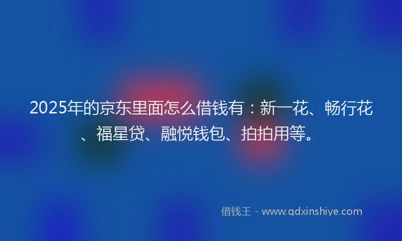 2025年的京东里面怎么借钱有：新一花、畅行花、福星贷、融悦钱包、拍拍用等。