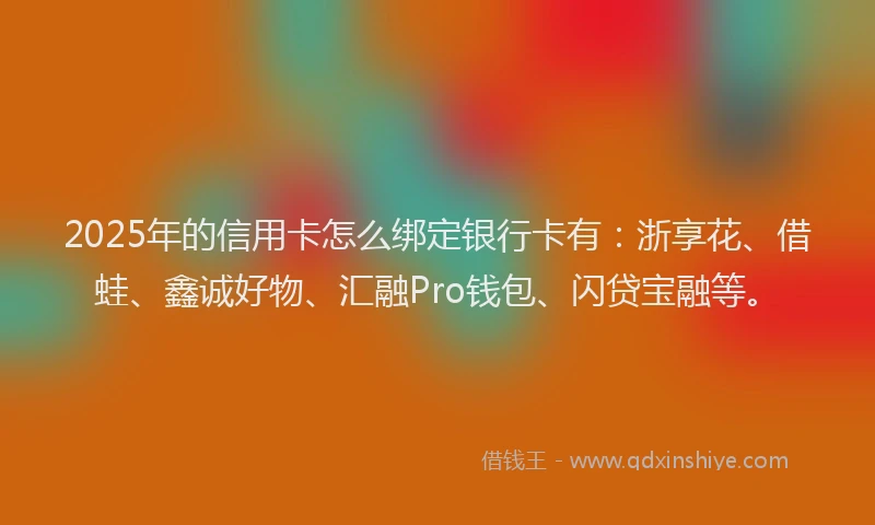 2025年的信用卡怎么绑定银行卡有：浙享花、借蛙、鑫诚好物、汇融Pro钱包、闪贷宝融等。