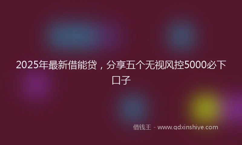 2025年最新借能贷，分享五个无视风控5000必下口子