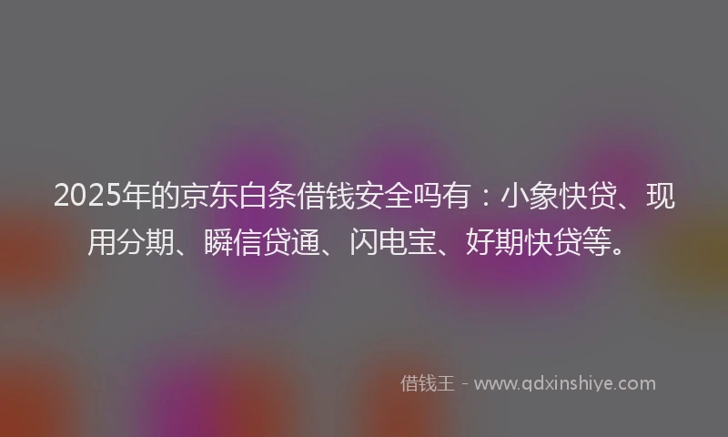 2025年的京东白条借钱安全吗有：小象快贷、现用分期、瞬信贷通、闪电宝、好期快贷等。