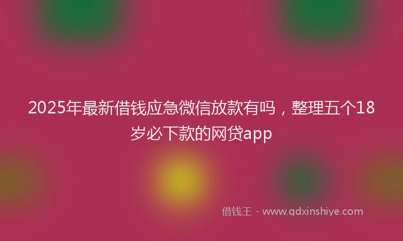 2025年最新借钱应急微信放款有吗，整理五个18岁必下款的网贷app