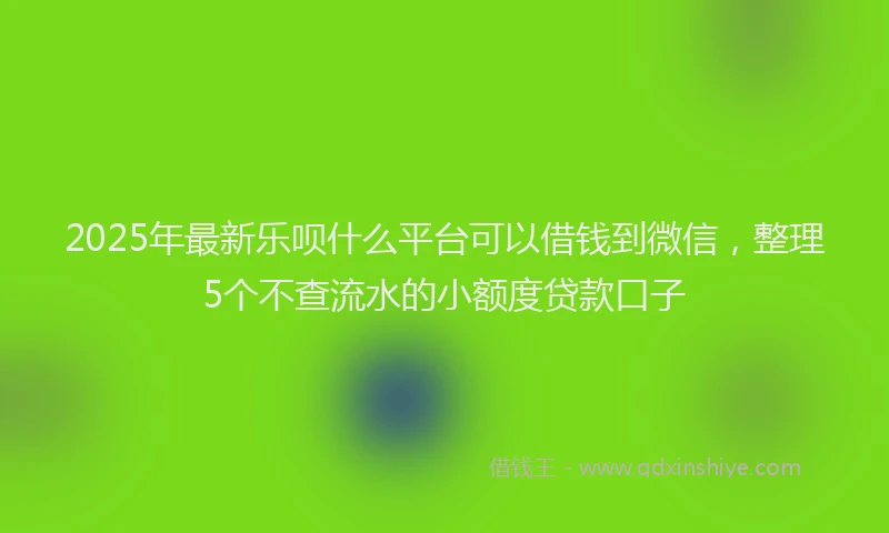 2025年最新乐呗什么平台可以借钱到微信，整理5个不查流水的小额度贷款口子