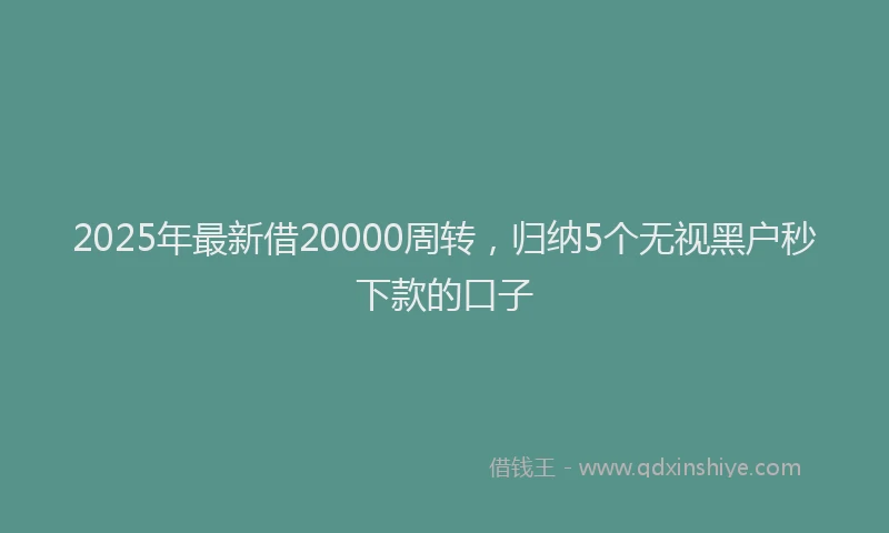 2025年最新借20000周转，归纳5个无视黑户秒下款的口子