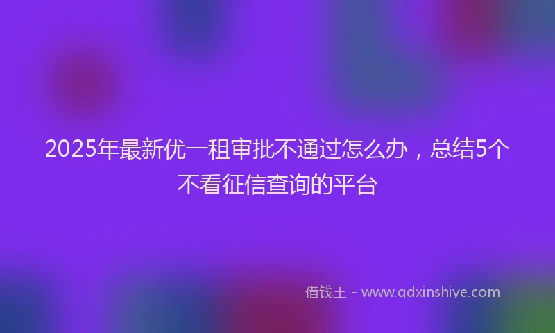 2025年最新优一租审批不通过怎么办，总结5个不看征信查询的平台