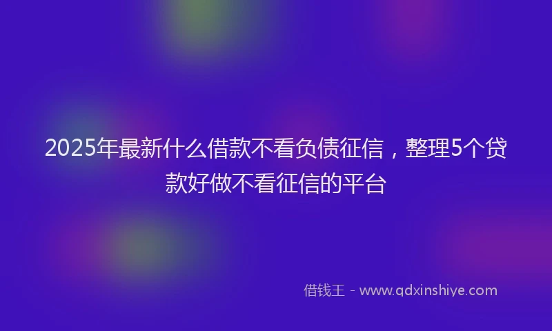 2025年最新什么借款不看负债征信，整理5个贷款好做不看征信的平台