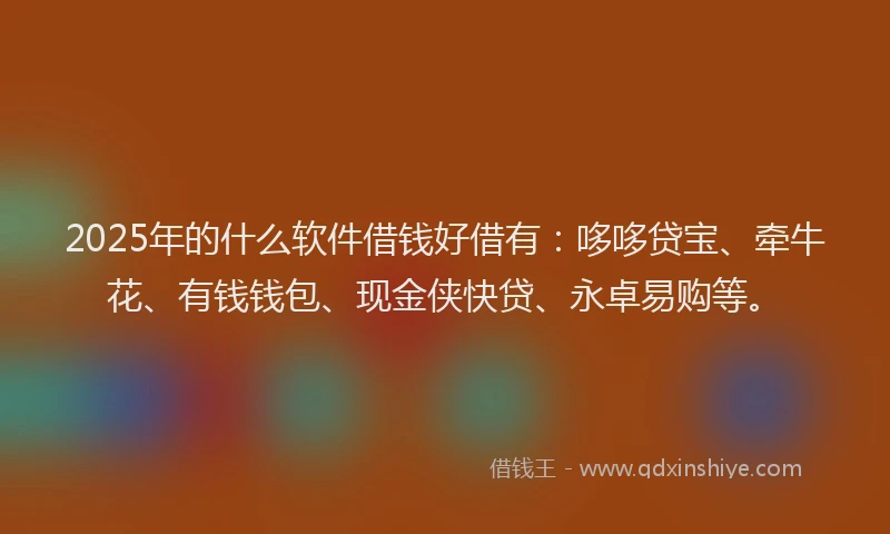 2025年的什么软件借钱好借有：哆哆贷宝、牵牛花、有钱钱包、现金侠快贷、永卓易购等。