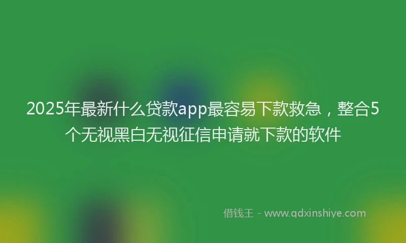 2025年最新什么贷款app最容易下款救急，整合5个无视黑白无视征信申请就下款的软件