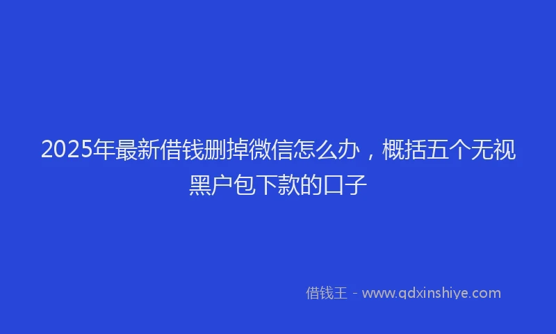2025年最新借钱删掉微信怎么办，概括五个无视黑户包下款的口子