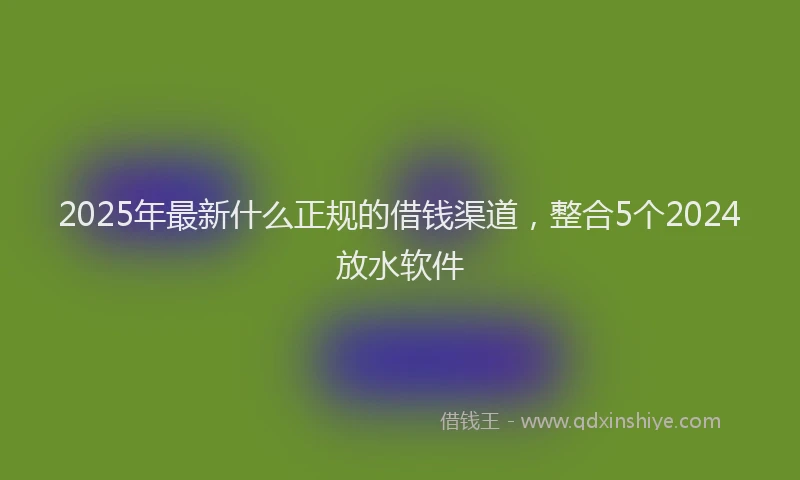 2025年最新什么正规的借钱渠道，整合5个2024放水软件