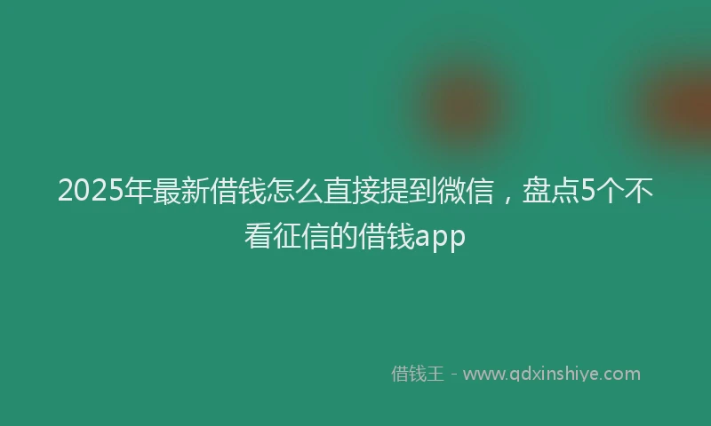 2025年最新借钱怎么直接提到微信，盘点5个不看征信的借钱app