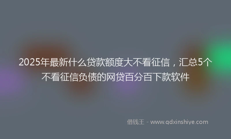 2025年最新什么贷款额度大不看征信，汇总5个不看征信负债的网贷百分百下款软件