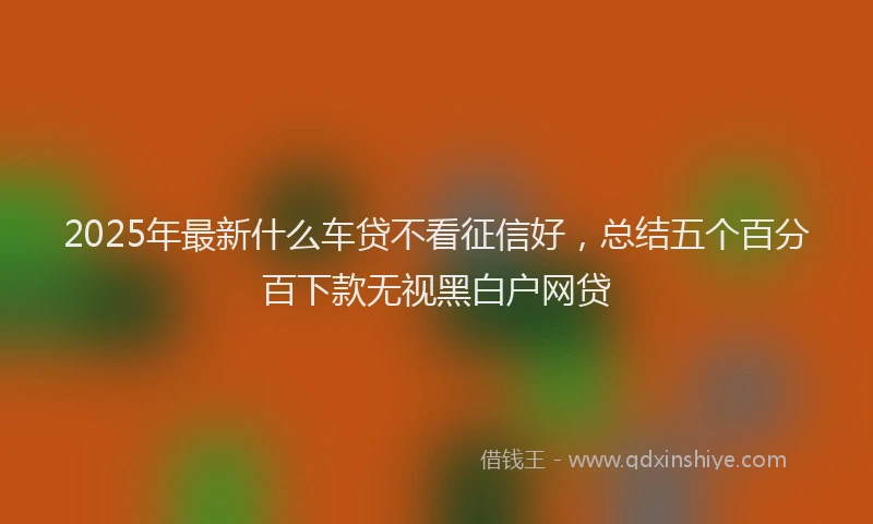 2025年最新什么车贷不看征信好，总结五个百分百下款无视黑白户网贷