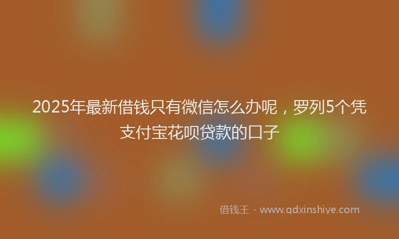 2025年最新借钱只有微信怎么办呢，罗列5个凭支付宝花呗贷款的口子