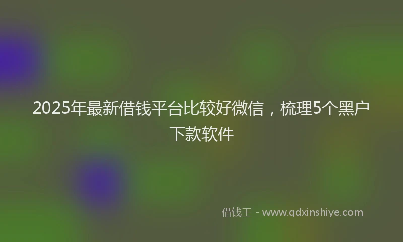 2025年最新借钱平台比较好微信，梳理5个黑户下款软件
