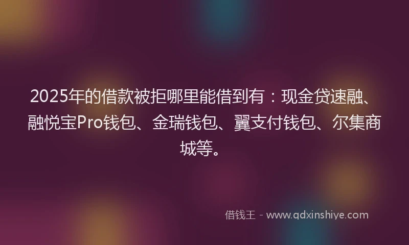 2025年的借款被拒哪里能借到有：现金贷速融、融悦宝Pro钱包、金瑞钱包、翼支付钱包、尔集商城等。