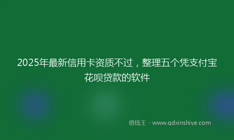 2025年最新信用卡资质不过，整理五个凭支付宝花呗贷款的软件