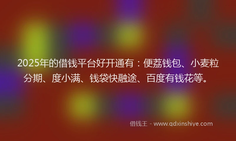 2025年的借钱平台好开通有：便荔钱包、小麦粒分期、度小满、钱袋快融途、百度有钱花等。