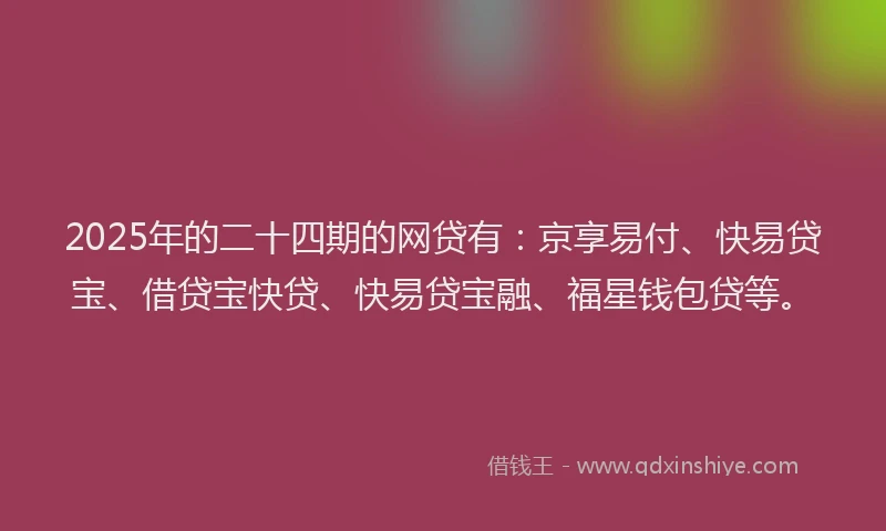 2025年的二十四期的网贷有：京享易付、快易贷宝、借贷宝快贷、快易贷宝融、福星钱包贷等。