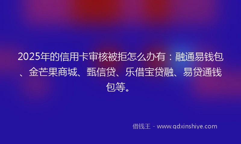2025年的信用卡审核被拒怎么办有：融通易钱包、金芒果商城、甄信贷、乐借宝贷融、易贷通钱包等。