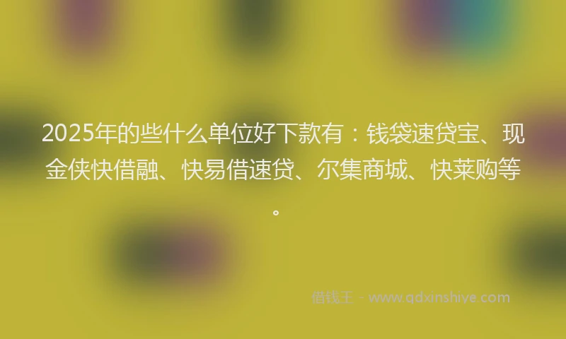 2025年的些什么单位好下款有：钱袋速贷宝、现金侠快借融、快易借速贷、尔集商城、快莱购等。