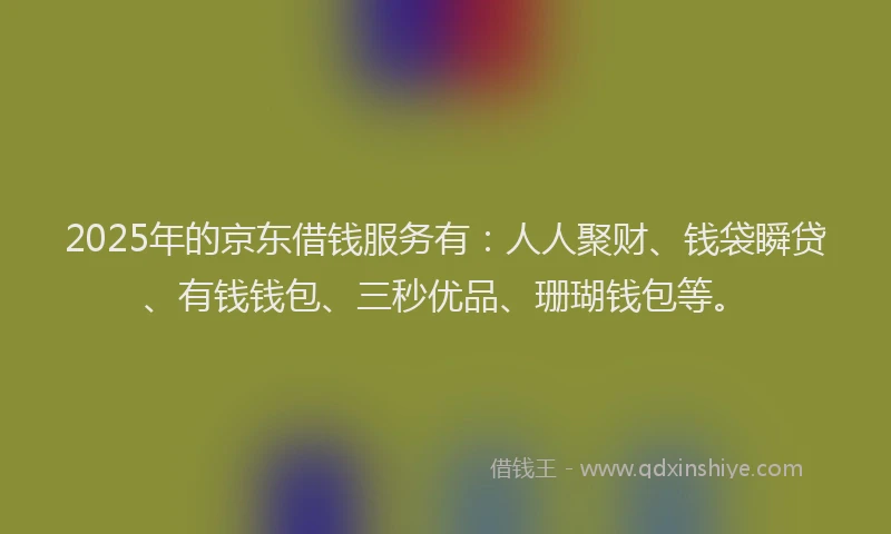 2025年的京东借钱服务有：人人聚财、钱袋瞬贷、有钱钱包、三秒优品、珊瑚钱包等。