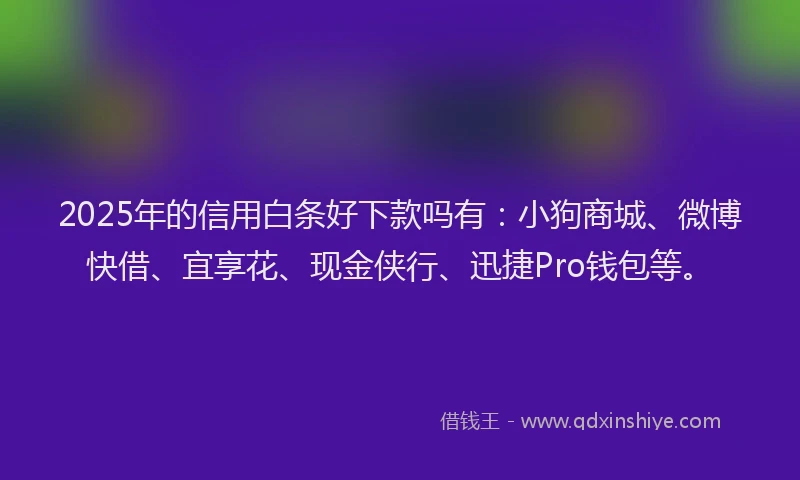 2025年的信用白条好下款吗有：小狗商城、微博快借、宜享花、现金侠行、迅捷Pro钱包等。