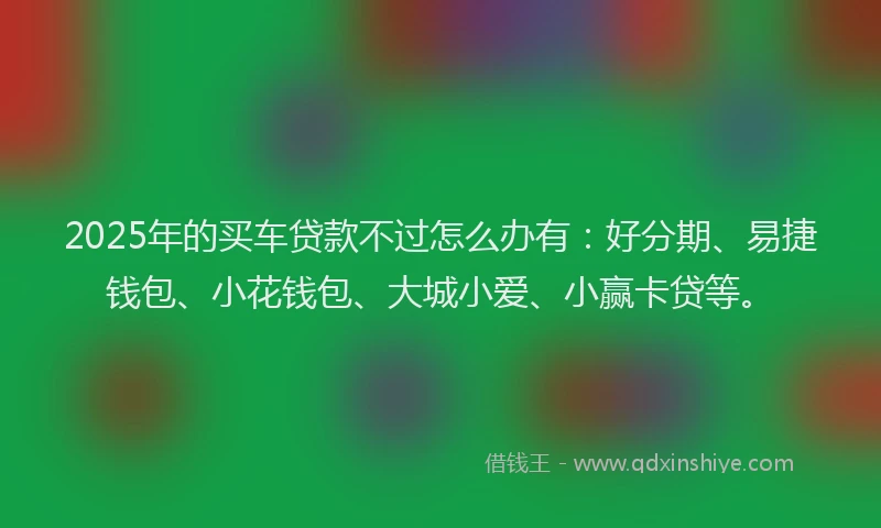 2025年的买车贷款不过怎么办有：好分期、易捷钱包、小花钱包、大城小爱、小赢卡贷等。