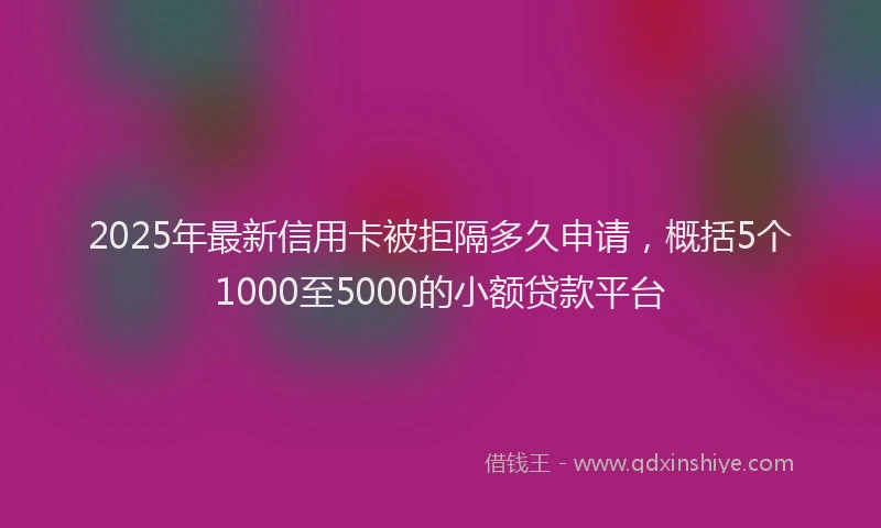 2025年最新信用卡被拒隔多久申请，概括5个1000至5000的小额贷款平台
