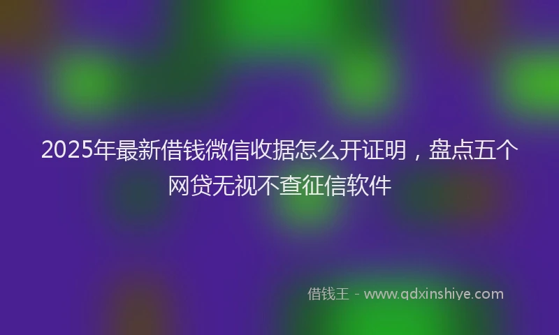 2025年最新借钱微信收据怎么开证明，盘点五个网贷无视不查征信软件