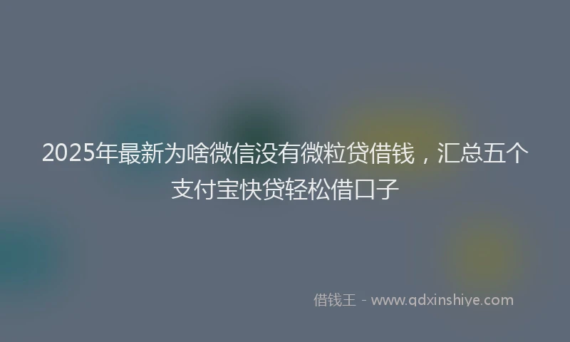 2025年最新为啥微信没有微粒贷借钱，汇总五个支付宝快贷轻松借口子