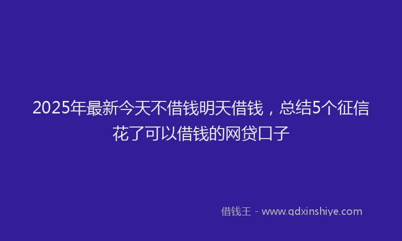 2025年最新今天不借钱明天借钱，总结5个征信花了可以借钱的网贷口子