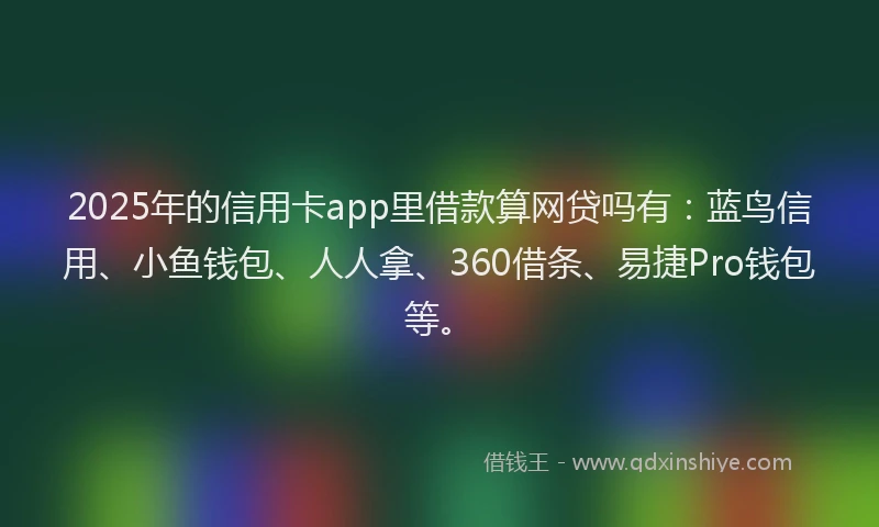 2025年的信用卡app里借款算网贷吗有：蓝鸟信用、小鱼钱包、人人拿、360借条、易捷Pro钱包等。