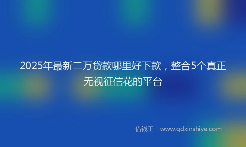 2025年最新二万贷款哪里好下款，整合5个真正无视征信花的平台