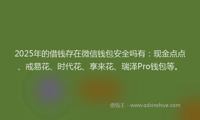 2025年的借钱存在微信钱包安全吗有：现金点点、戒易花、时代花、享来花、瑞泽Pro钱包等。