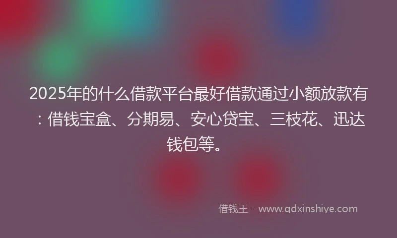 2025年的什么借款平台最好借款通过小额放款有：借钱宝盒、分期易、安心贷宝、三枝花、迅达钱包等。