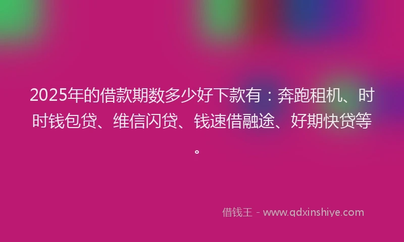 2025年的借款期数多少好下款有：奔跑租机、时时钱包贷、维信闪贷、钱速借融途、好期快贷等。