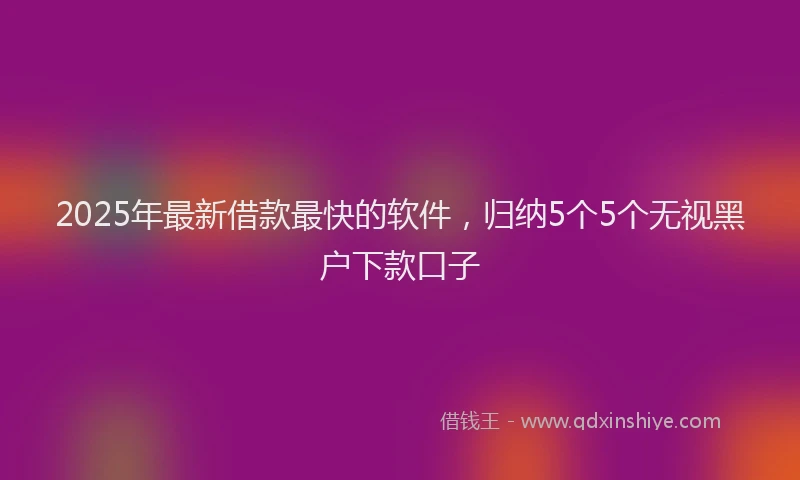 2025年最新借款最快的软件，归纳5个5个无视黑户下款口子