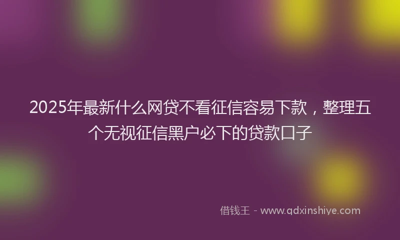 2025年最新什么网贷不看征信容易下款，整理五个无视征信黑户必下的贷款口子