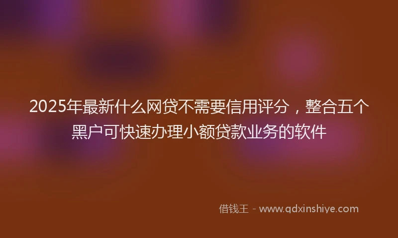 2025年最新什么网贷不需要信用评分，整合五个黑户可快速办理小额贷款业务的软件