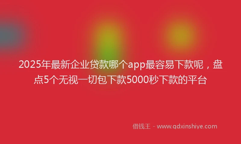 2025年最新企业贷款哪个app最容易下款呢，盘点5个无视一切包下款5000秒下款的平台