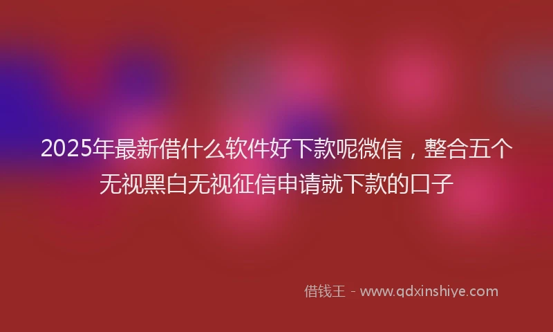 2025年最新借什么软件好下款呢微信，整合五个无视黑白无视征信申请就下款的口子