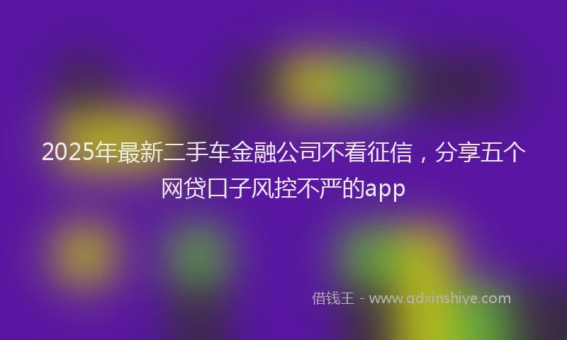2025年最新二手车金融公司不看征信，分享五个网贷口子风控不严的app