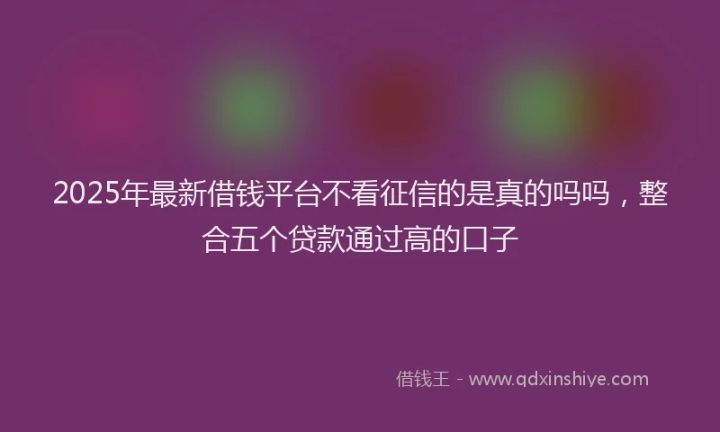 2025年最新借钱平台不看征信的是真的吗吗，整合五个贷款通过高的口子