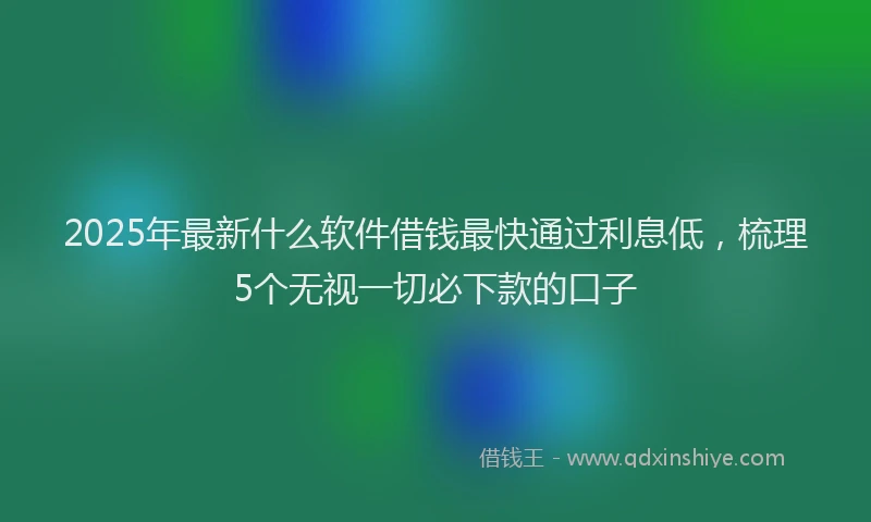 2025年最新什么软件借钱最快通过利息低，梳理5个无视一切必下款的口子