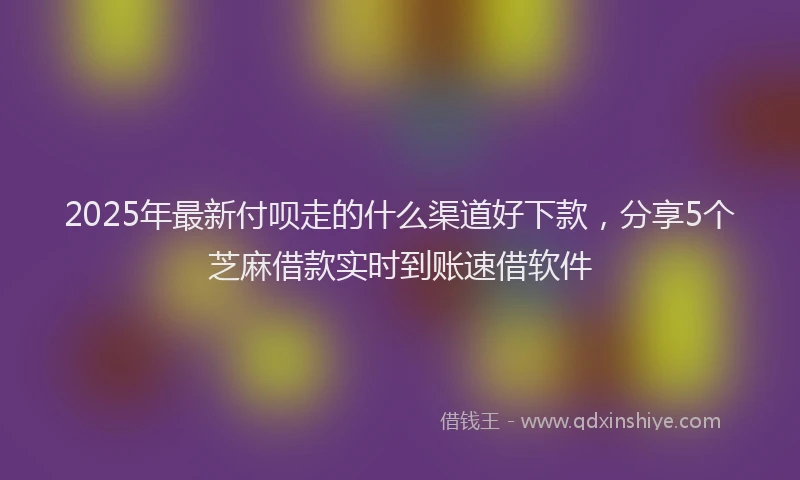 2025年最新付呗走的什么渠道好下款，分享5个芝麻借款实时到账速借软件