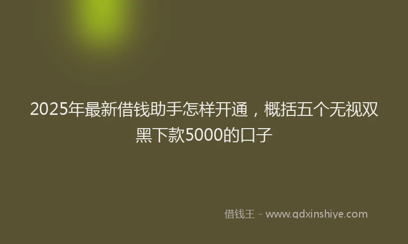 2025年最新借钱助手怎样开通，概括五个无视双黑下款5000的口子