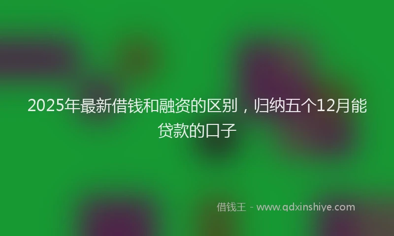 2025年最新借钱和融资的区别，归纳五个12月能贷款的口子