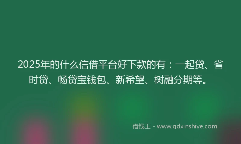 2025年的什么信借平台好下款的有：一起贷、省时贷、畅贷宝钱包、新希望、树融分期等。